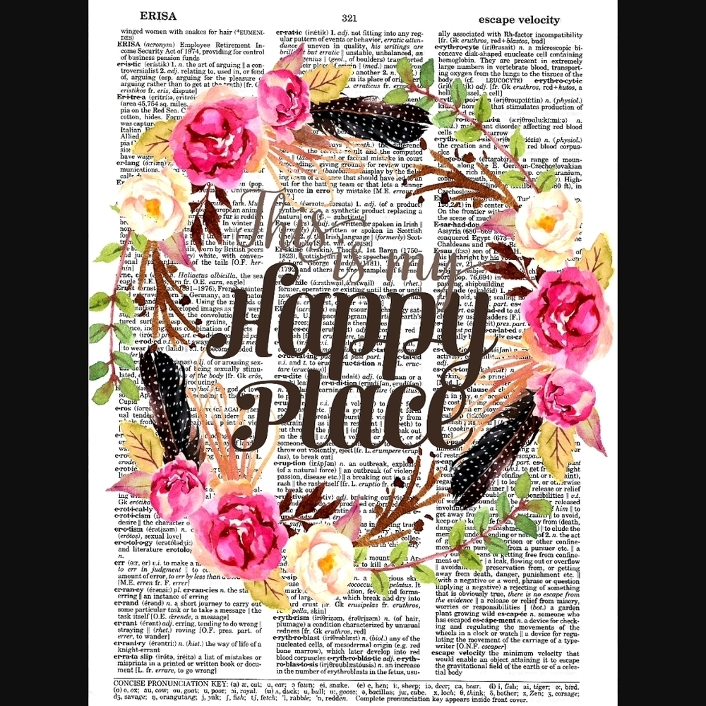 Home Is My Happy Place Dictionary Art Print